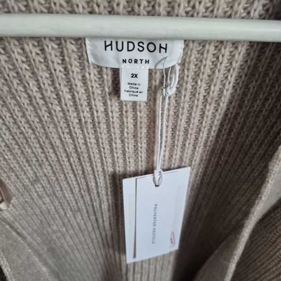 Hudson North Knit Oatmeal 2X Open Front Cardigan Sweater - Picture 3 of 9